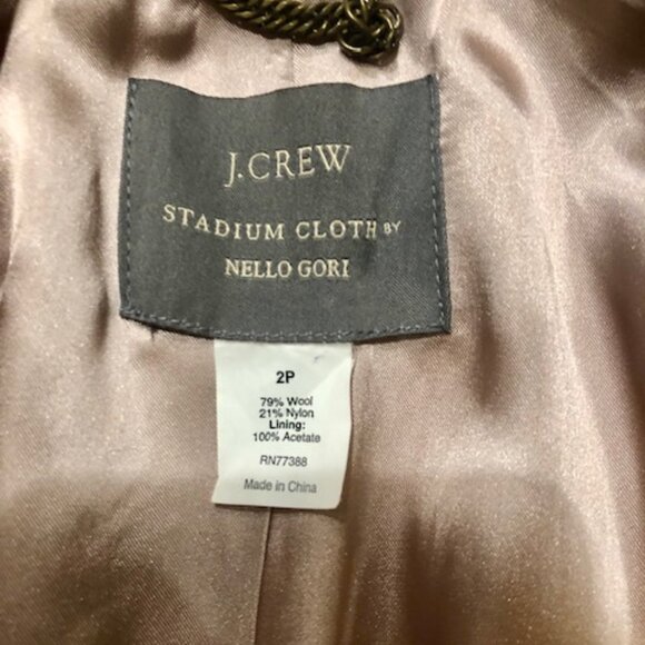J.Crew Stadium Cloth Nello Gori Gold/Yellow Double-Breasted Wool Peacoat Size 2P - Picture 8 of 9